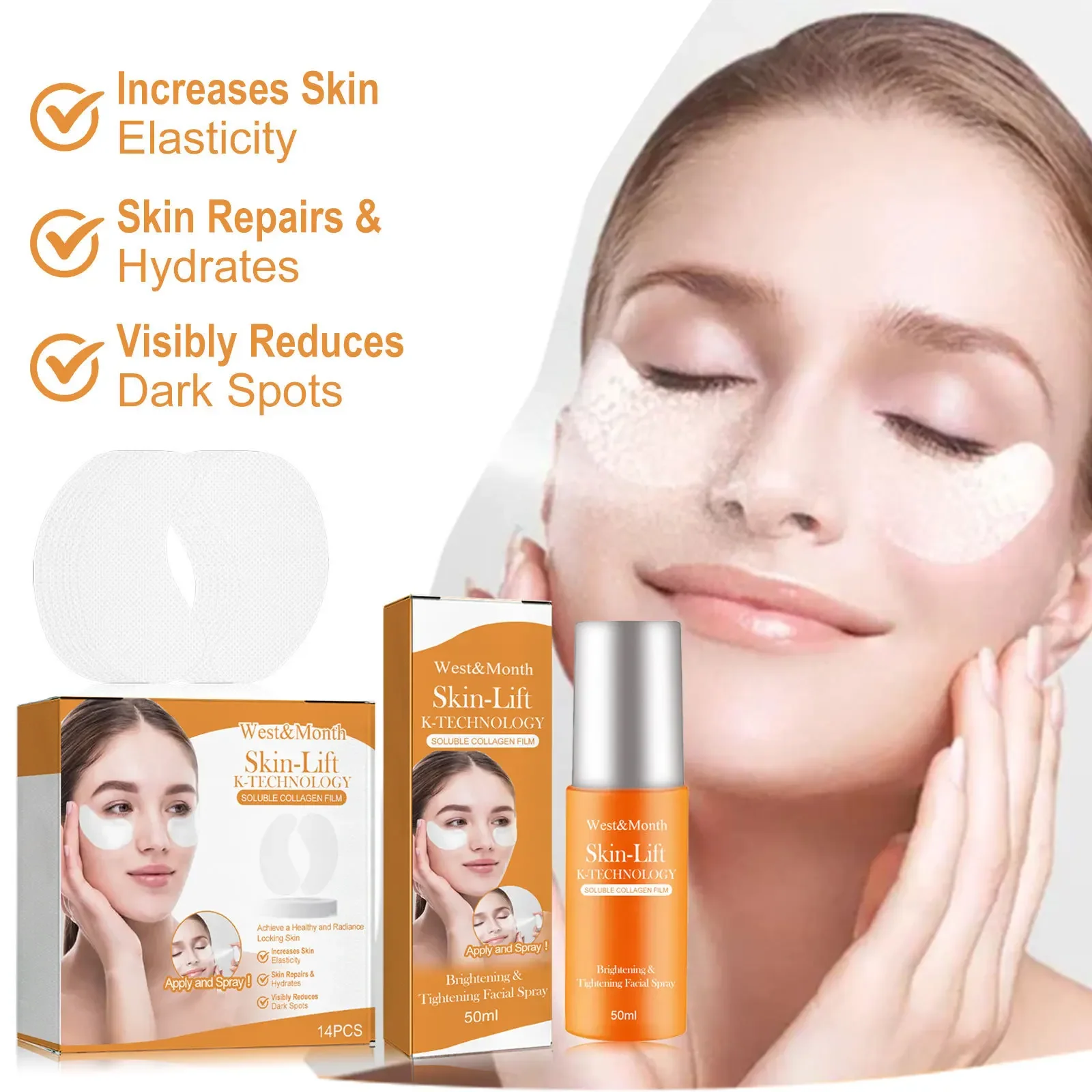 Highprime Wateroplosbare Collageen Film Zwarte Technologie Mist Kit Gezichtsverzorging Pak Anti Rimpel Verstevigende Verwijderen Oogzakken Masker