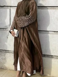 Abaya-Robe de Soirée de Luxe pour Femme Musulmane, Tenue Islamique Modeste avec Perles, Kaftan, Hijab Ouvert, Turquie, Eid Kimono, Dubaï