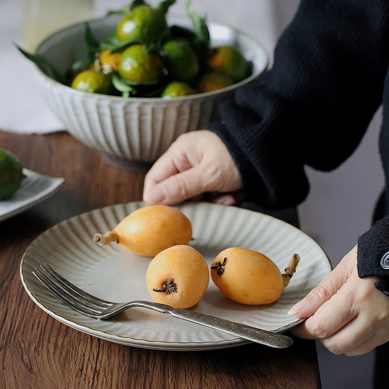 Tazón de cerámica esmaltada gruesa de estilo japonés retro Zeteng Home, de 7 pulgadas, grande, con base, utensilios especiales para comer fideos y sopa