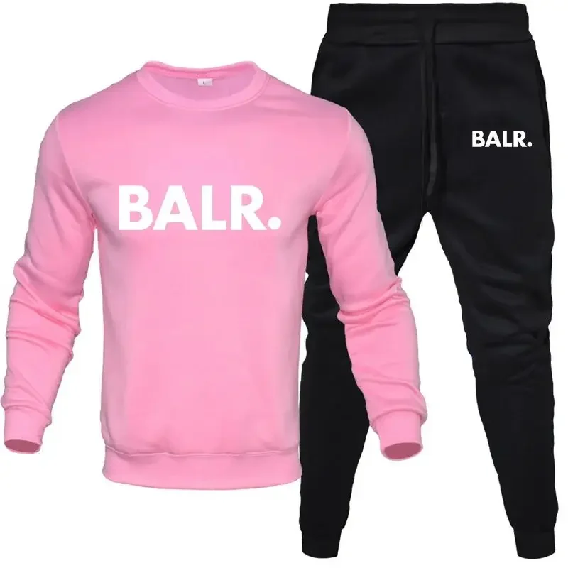 Men\'s Sets 2-Piece Hip Hop Anime Cartoon BALR Printed Plus Fleece Fashion Autumn Men O-Neck Sweatshirts Sweatpants Casual Suit