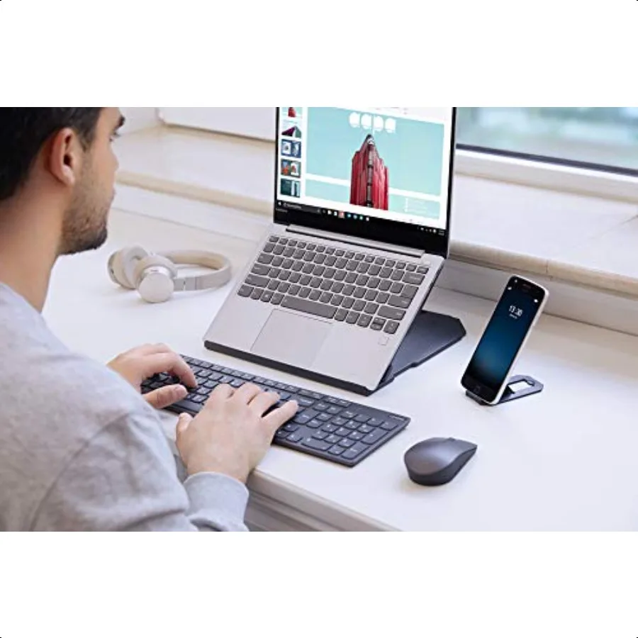 حامل كمبيوتر محمول 2 في 1 قابل للتعديل ومحمول وقابل للطي ومريح وغير قابل للانزلاق متوافق مع أجهزة الكمبيوتر المحمولة حتى 15 وهواتف محمولة مثالية لـ Tra
