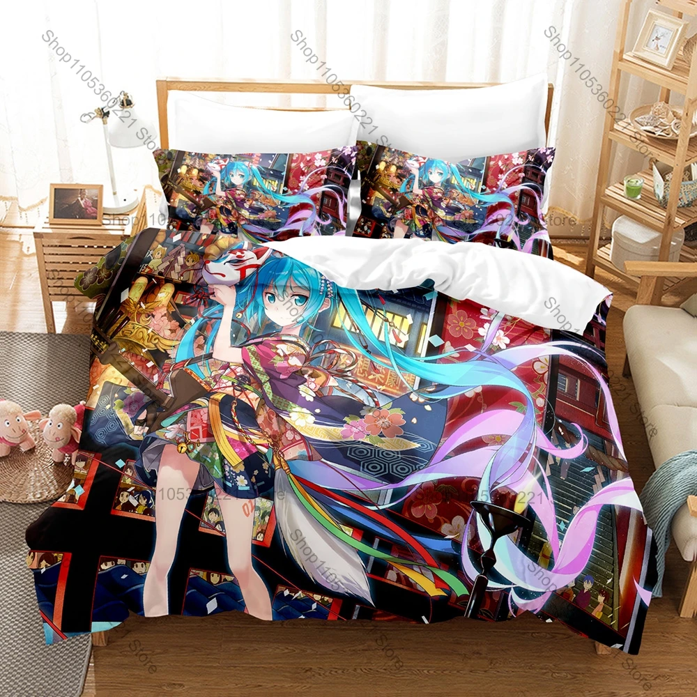 Personality New Miku-01 New Bedding Set Anime Printed Duvet Cover Pillowcase Bed Sheet Home Textile Cute Virtual Idol Teens Anim