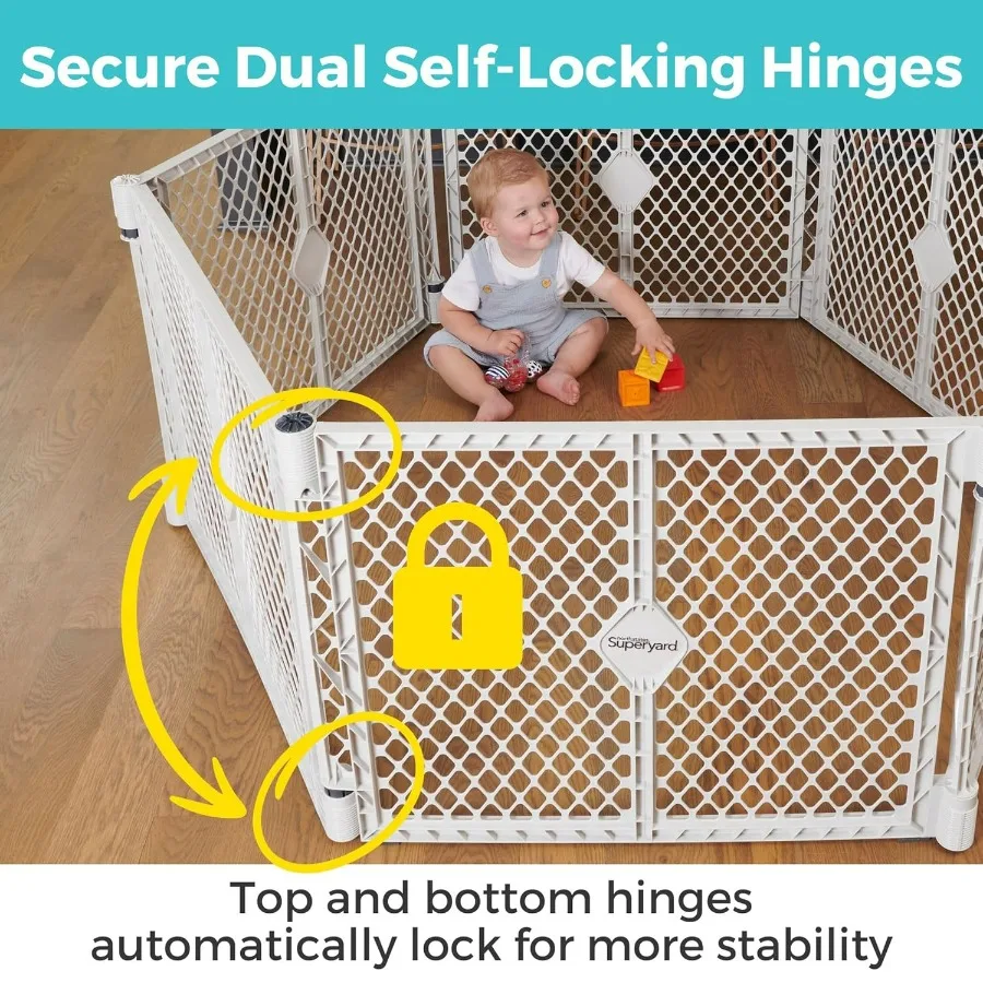 ساحة لعب الأطفال من Superyard: روضة أطفال مكونة من 6 ألواح قائمة بذاتها للاستخدام الداخلي أو الخارجي صنع في الولايات المتحدة الأمريكية يغرق حتى 18.5 قدم مربعًا 26 #2