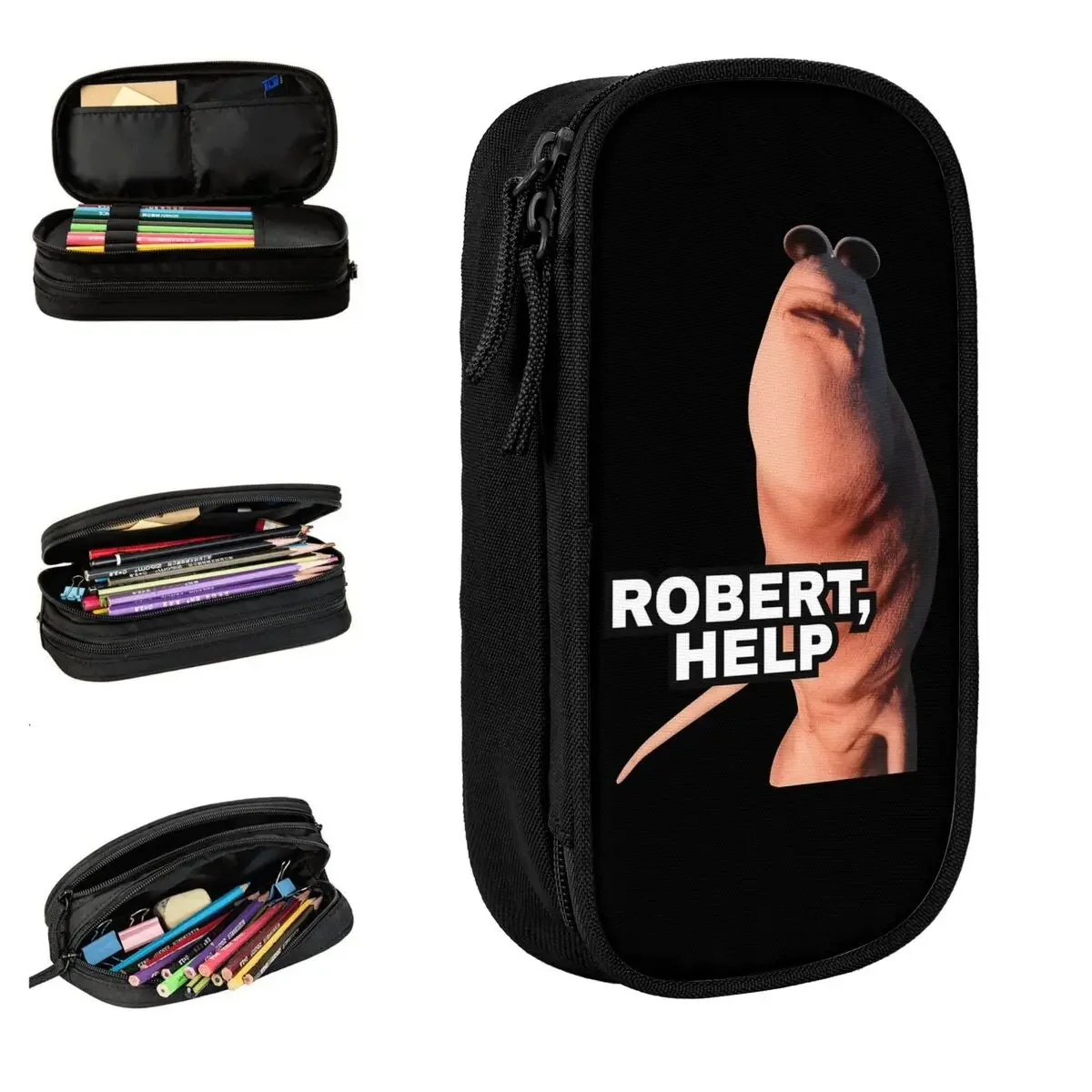 Marcus The Worm Robert Help Pencil Case Pencilcases Pen for Student Big Capacity Bag Office Cosmetic Stationery