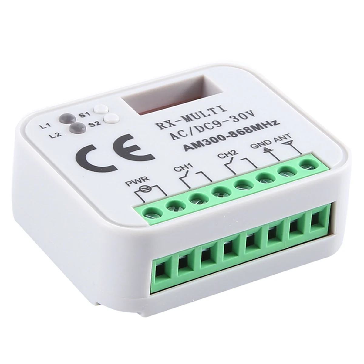 L62AUniversal RX Multi Frequency 300-868MHz Receiver 2CH 12V 24V Relay Module Garage Door Remote Control 433.92MHz 868MHz