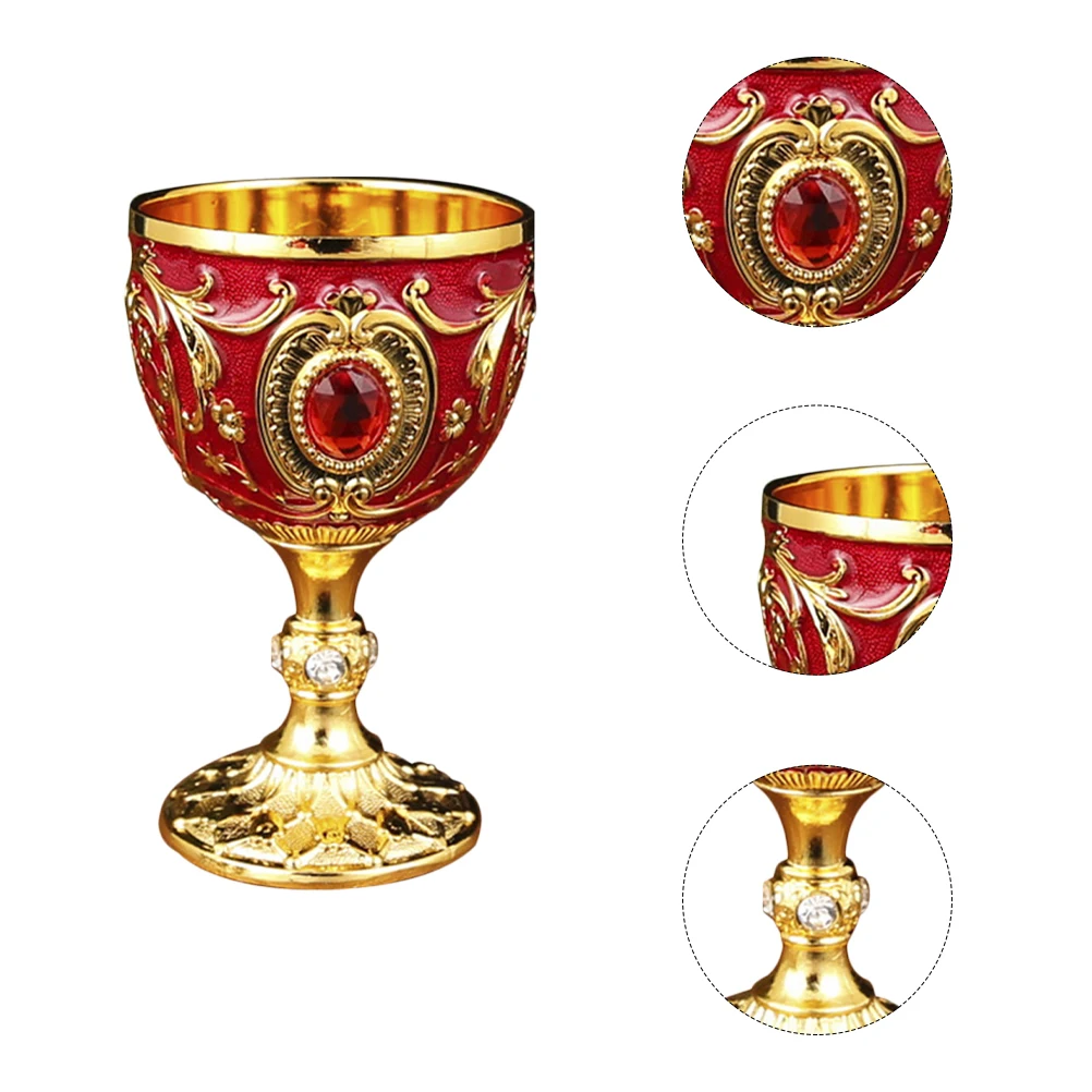 

2pcs Retro Liquor Vintage Metal Wine Cup Engraving Pattern Reusable Whiskey Cup Home Office Party Decor Compact Drink