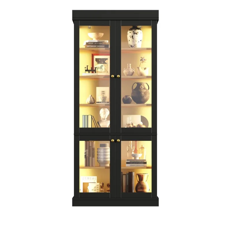 Modern Stand-Alone Glass Display Cabinet with Integrated LED Ambient Light Well-Designed Interior Layout Anti-Dump Feature