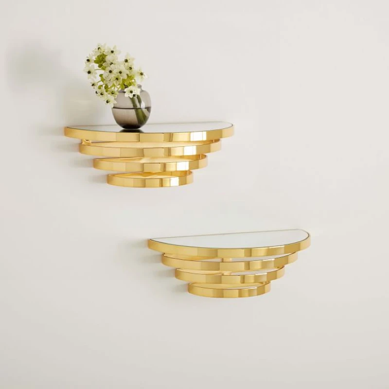 

Nordic wrought iron glass creative wall shelf hanging simple bedroom living room hanging hanging wall flower