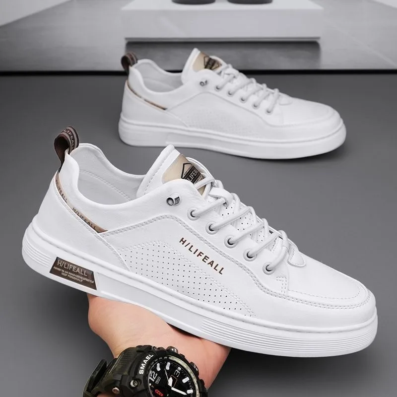 2025 Men's Casual Shoes Breathable Comfortable White Sneakers Fashion Outdoor Driving Walking Tennis Shoes for Male Skate Flats