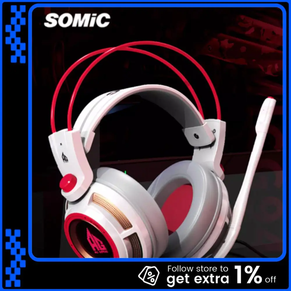 

Somic G941AG Киберспортивные наушники Проводная геймерская гарнитура с шумоподавлением 7.1 Наушники с объемным звуковым эффектом Пользовательский аксессуар для ПК Подарок