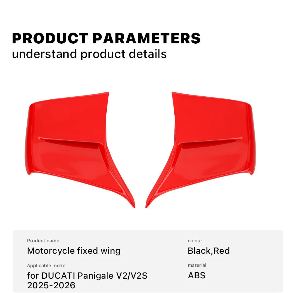 NEW For DUCATI PANIGALE V2 V2S V2R SP 2025-2026 Motorcycle Front Fairing fixed wing Side red Winglets Spoiler Vehicle mold match