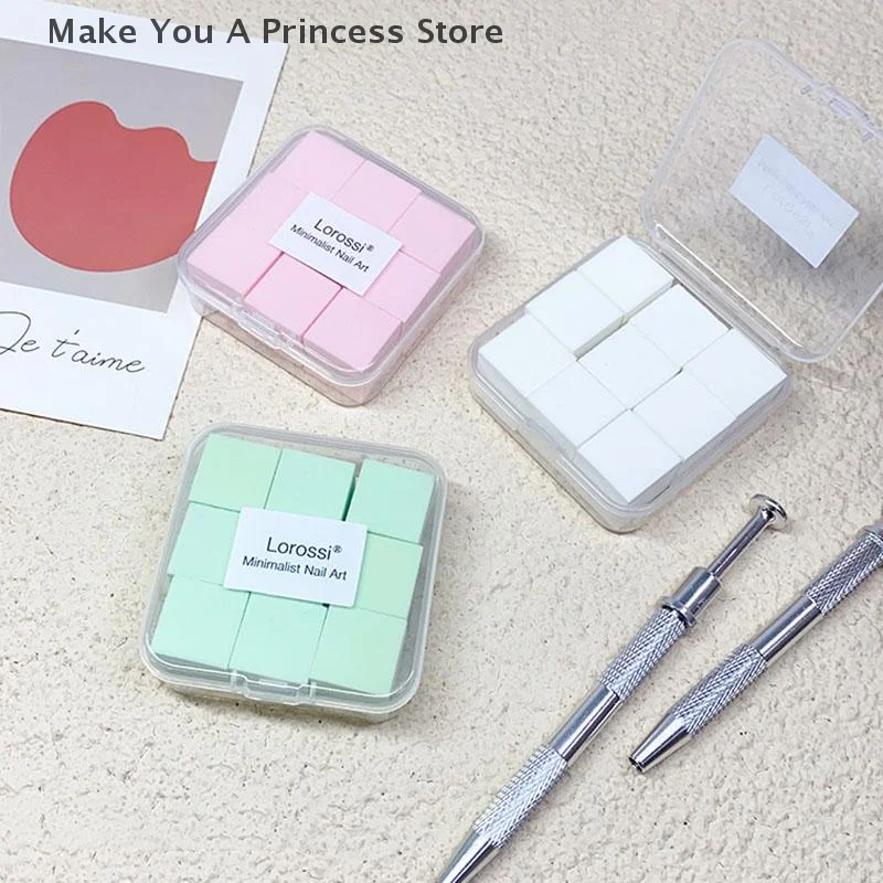 2cm/0.79in Soft Nail Art Sponge 9Pcs/Box Nail Stamper Gradient Effect Painting Gel Halo Dyeing Tool Brush DIY Manicure Salon