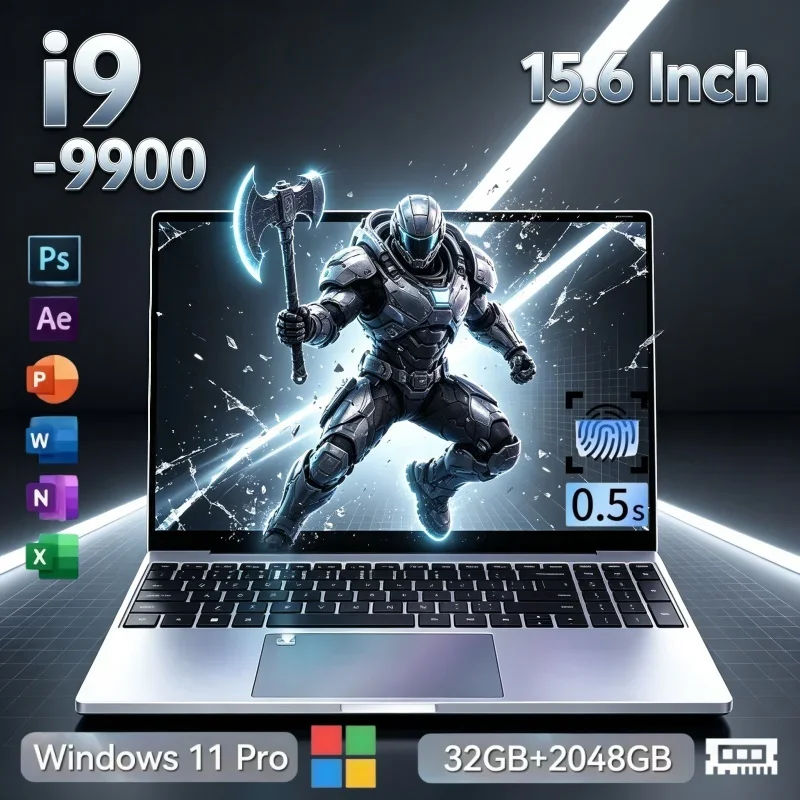 15.6 Inch Ultra Slim Notebook Computer Intel I9 9900 32GB RAM 2TB SSD Win11 Fingerprint Unlock For Daily Study Work And Game