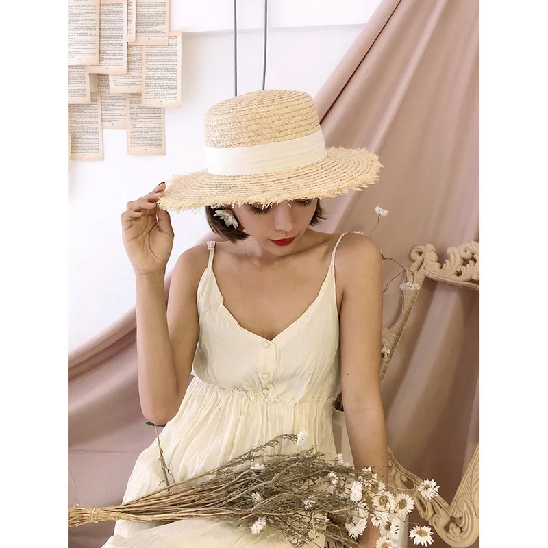 2023 Summer Sun Hat Bow 100% Raffia Hat Sun Visor Women Summer Panama Straw Hats Women Beach Hat Summer Hat Uv Blocking Hat