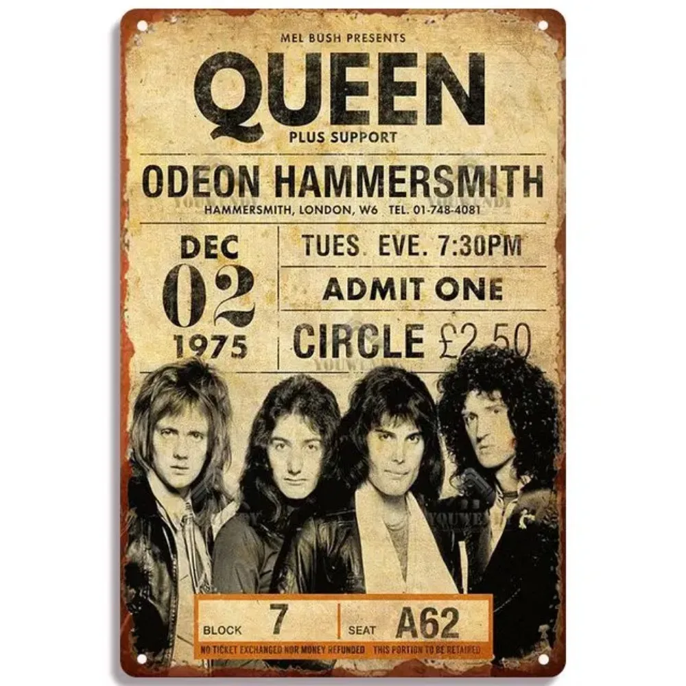 لافتة ملصق معدنية لحفلات موسيقى الروك العتيقة - لوحة رسم فنية - مثالية لبار الحانة الرجعية والديكور المنزلي #5