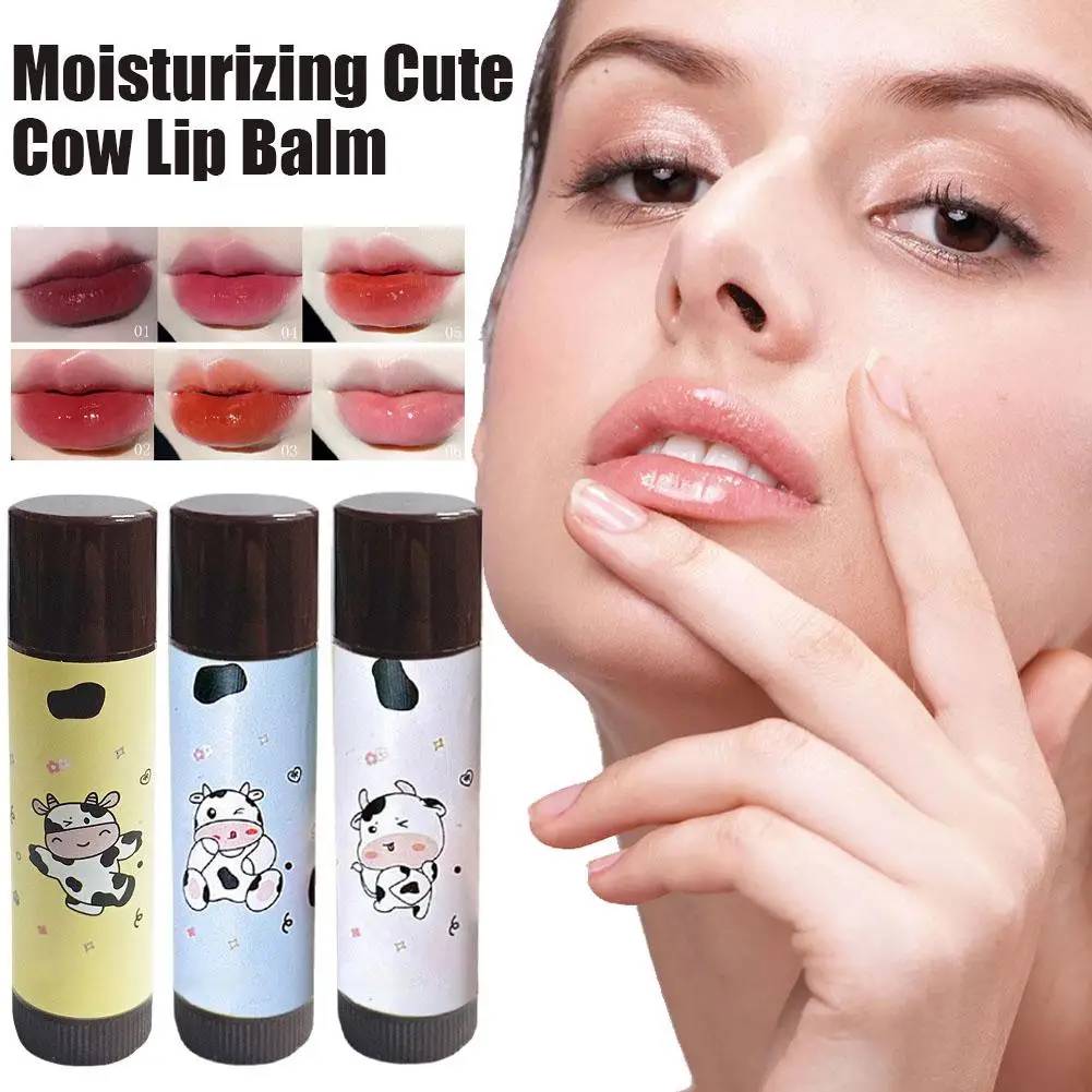 Moisturizing Cute Cow Lip Balm Long Lasting Nourishes Anti-drying Aging Lip Care Reduce Lipstick Lip Line Anti Lips Hydrati W6E9