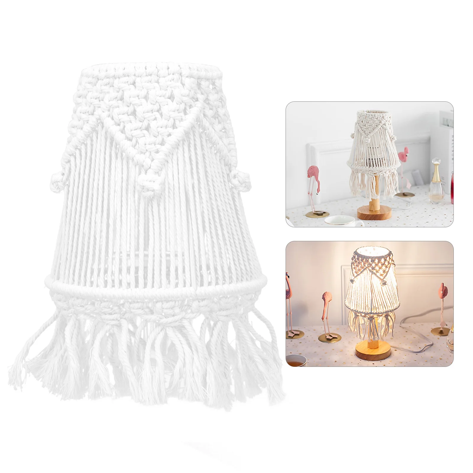 القطن حبل غطاء مصباح مكرامية المنسوجة لطاولة السقف السرير غطاء خفيف داخلي بوهيميا نمط مصباح منزلي ديكور