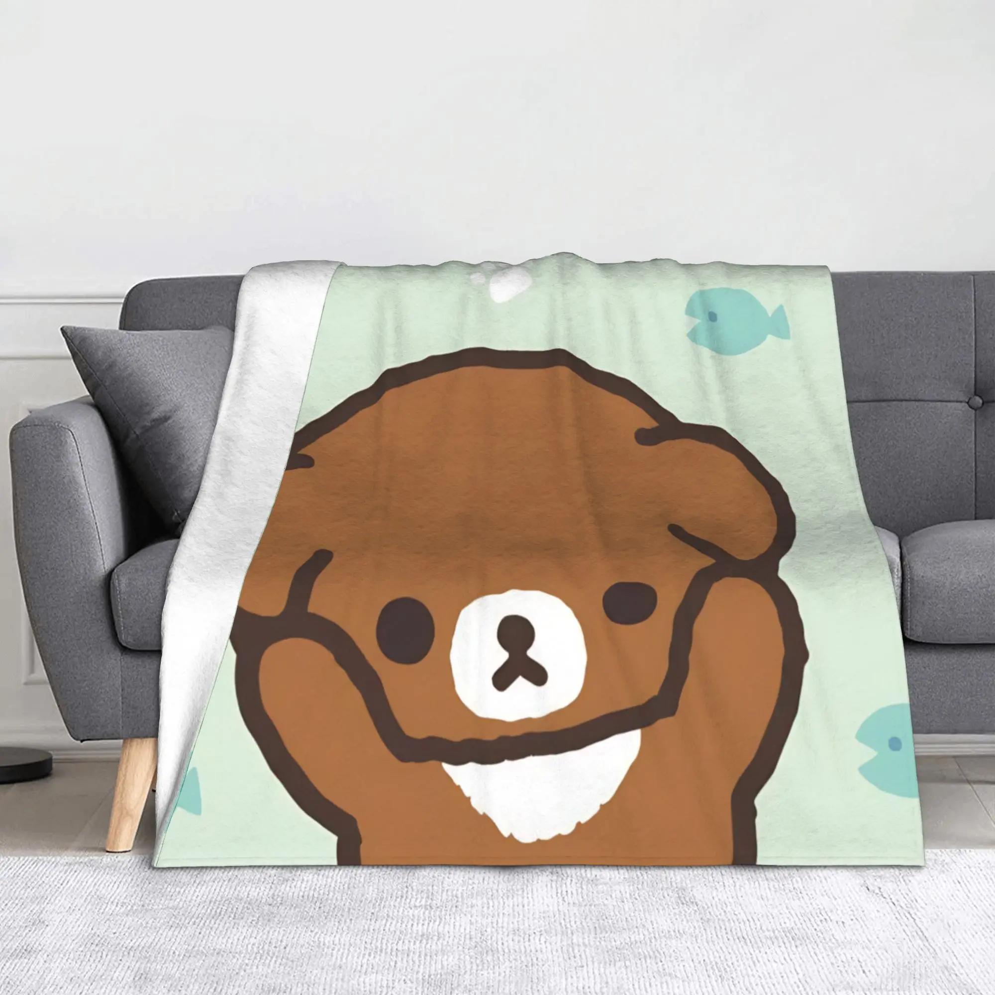 Kawaii Bear Floppy Ears Blankets Rilakkumas Flannel Throw Blanket Bed Sofa Decoration Lightweight Bedspread