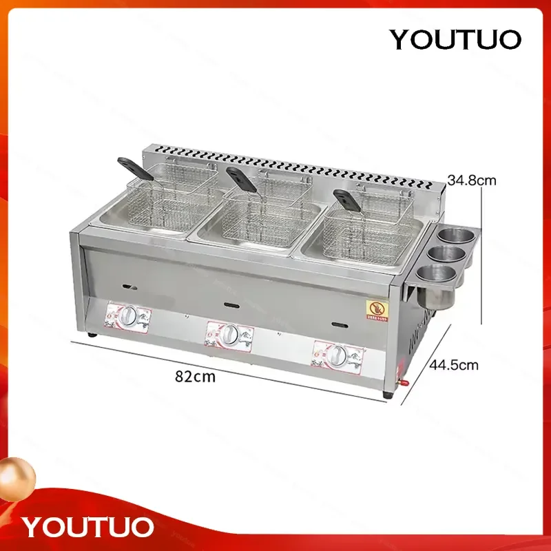 Commercial Gas Fryer Equipment for Stall Grill Deep Fryer Chicken Oden Fried Skewers Machine Teppanyaki Equipment Parts