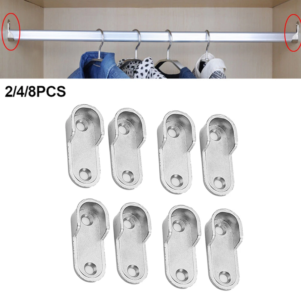 2/4/8PCS Wardrobe Clothes Tube Support Closet Rod Pole End Bracket Thickening Holder Cupboard Hardware Furniture Accessories