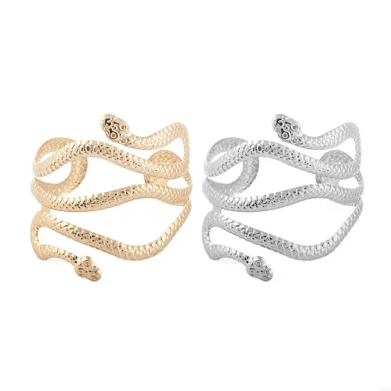 

L5YA Metal Arm Cuff Upper Arm Bracelet Band for Women Gold Silver Color Armlet Snake Armband Adjustable Arm Cuff Bangle