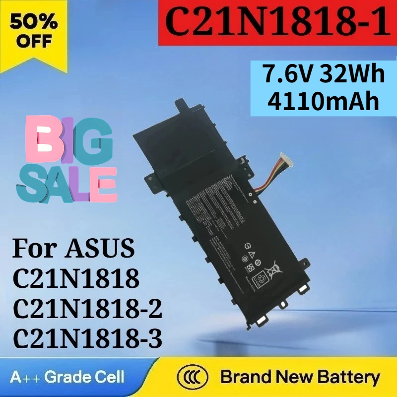 Newest C21N1818-1 7.6V 32Wh 4110mAh Battery for ASUS C21N1818 C21N1818-2 C21N1818-3 15 X512FA X509FB High Quality Laptop Battery
