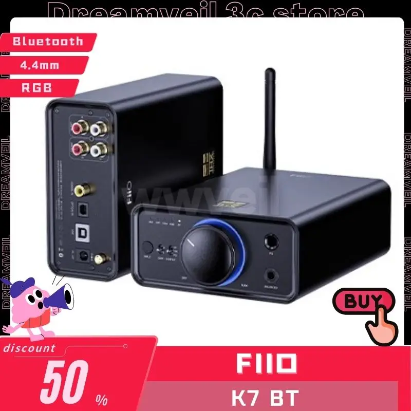 FiiO K7/K7BT HiFi Balanced DAC Headphone Amplifier AK4493S*2, XMOS XU208 PCM384kHz DSD256,USB/Optical/Coaxial/RCA Inputs