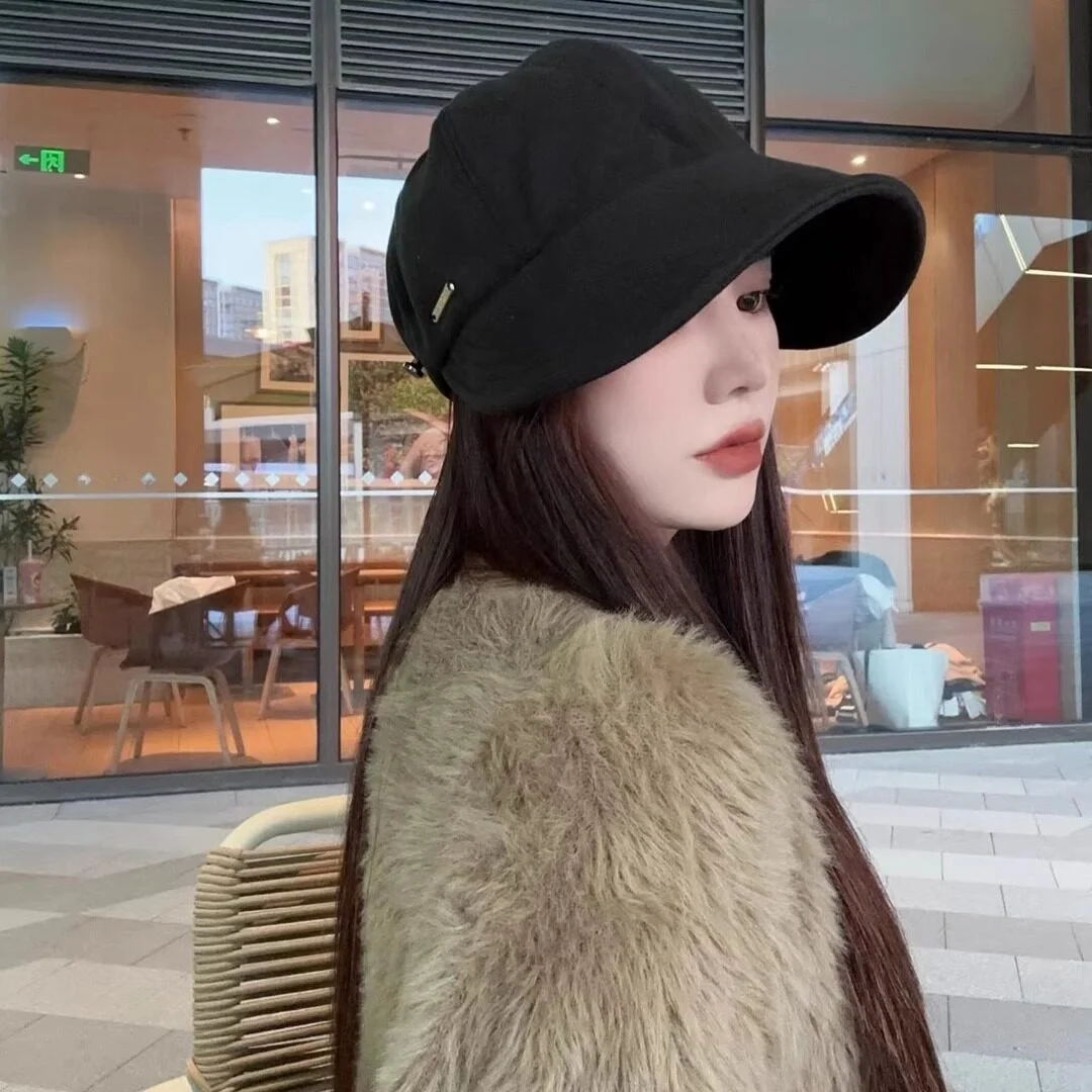 Women's Large Head Circumference Fishing Cap Sunshade Duckbill Cap round Face Slimming Cap Versatile Fashionable Spring Hat
