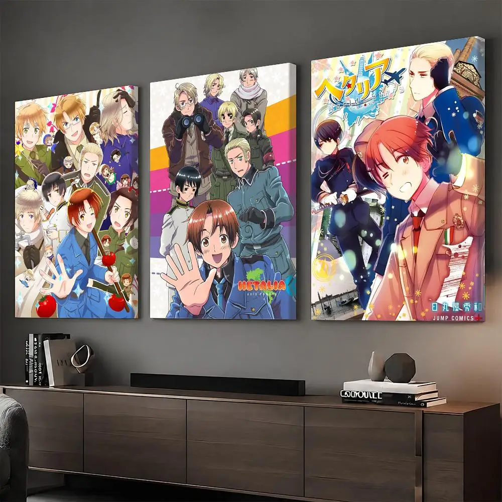 Anime H-Hetalia Axis Painting Calligraphy HD Canvas Print Poster Wall Art | Optional Frame | Modern Hallway Decor