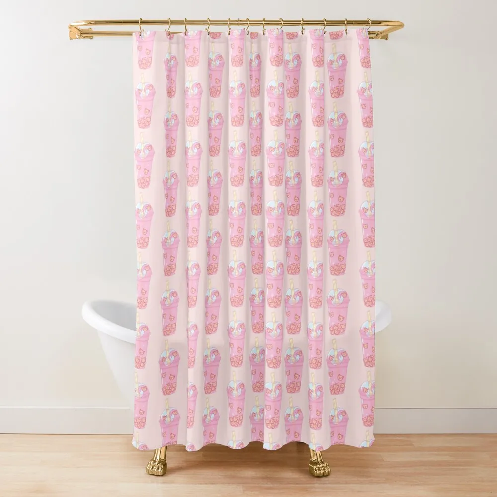 

Boba Cat Pink Shower Curtain Bathroom Decor Bathroom And Shower Products Curtain