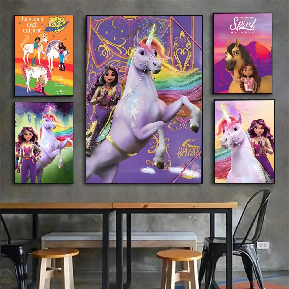 Fantasy Animation U-Unicorn Academy Poster Painting Wall Art Mural for Living Room Home Decor and Gifts