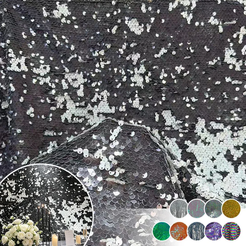 100/300cm Iridescent Sequin Embroidered Fabric Sparkly Sequin Cloth For Wedding Backdrop Evening Gown Dress Sewing Material