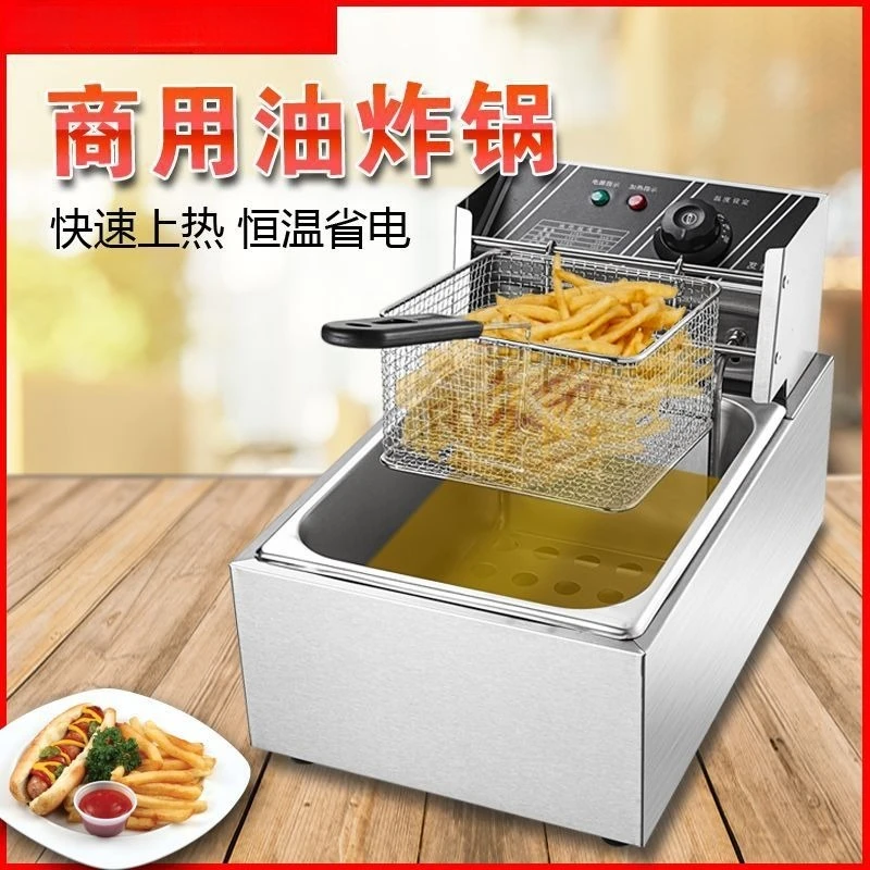 Commercial Deep Fryer Stainless Steel Countertop Single Tank For Fried Chicken French Fries Snack Food Shop