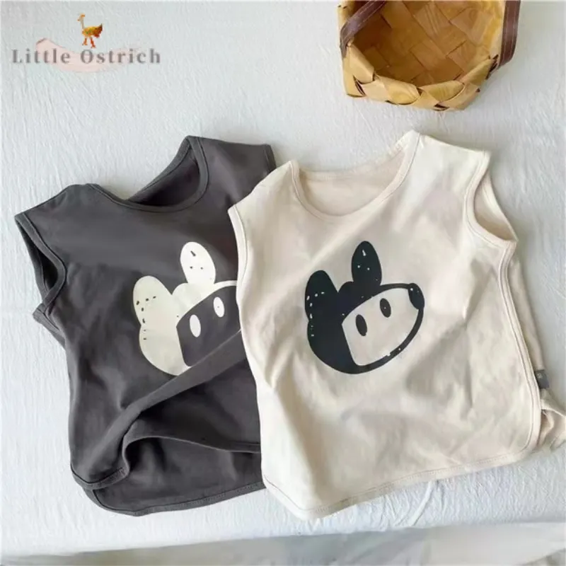 

Newborn Baby Girl Boy Cotton Sleeveless T-shirt Summer Infant Toddler Child Cartoon Vest Casual Pullover Baby Clothes 9M-2Y