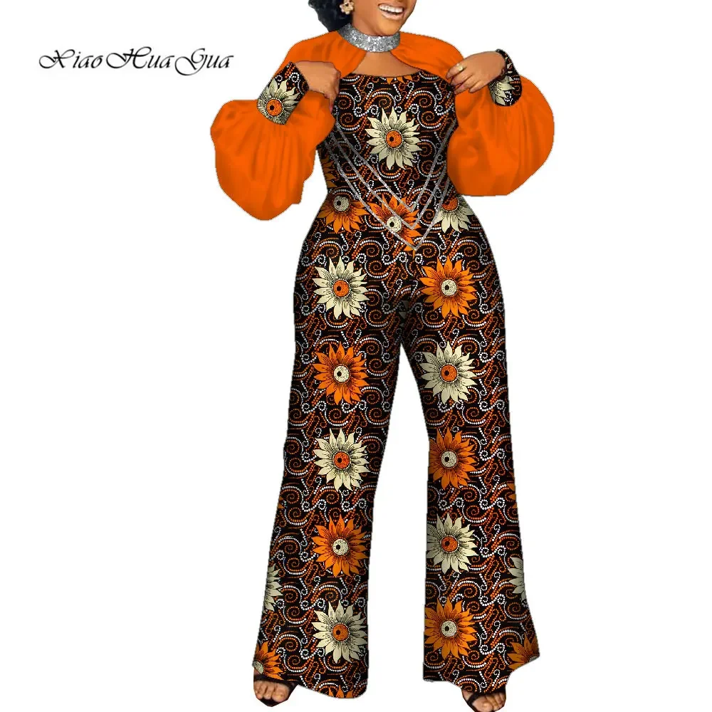 Dashiki africano para mujer, mono de manga larga, pantalones de pierna ancha, ropa de fiesta y boda, Wy9893