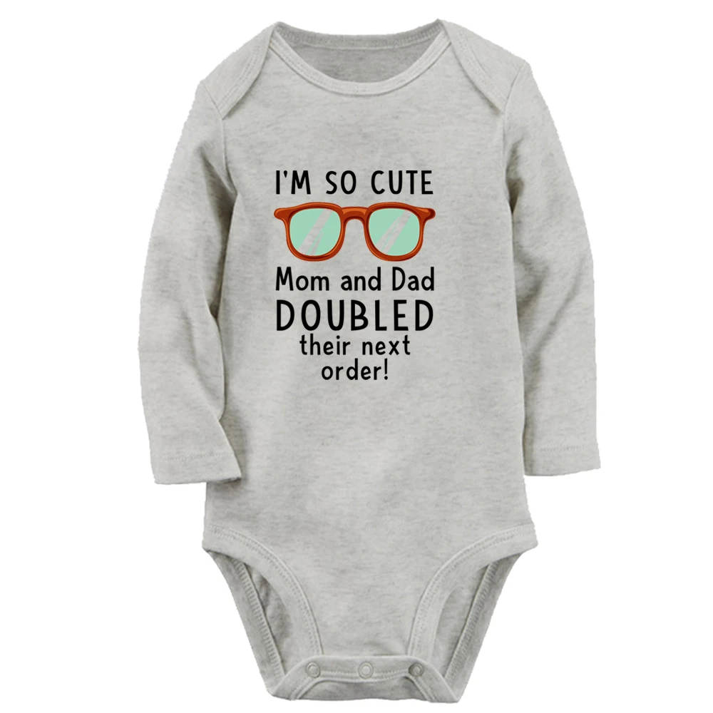 I'm So Cute Mom And Dad Doubled Their Next Order Cute Baby Rompers Boys Girls Bodysuit Long Sleeves Jumpsuit Kids Clothes