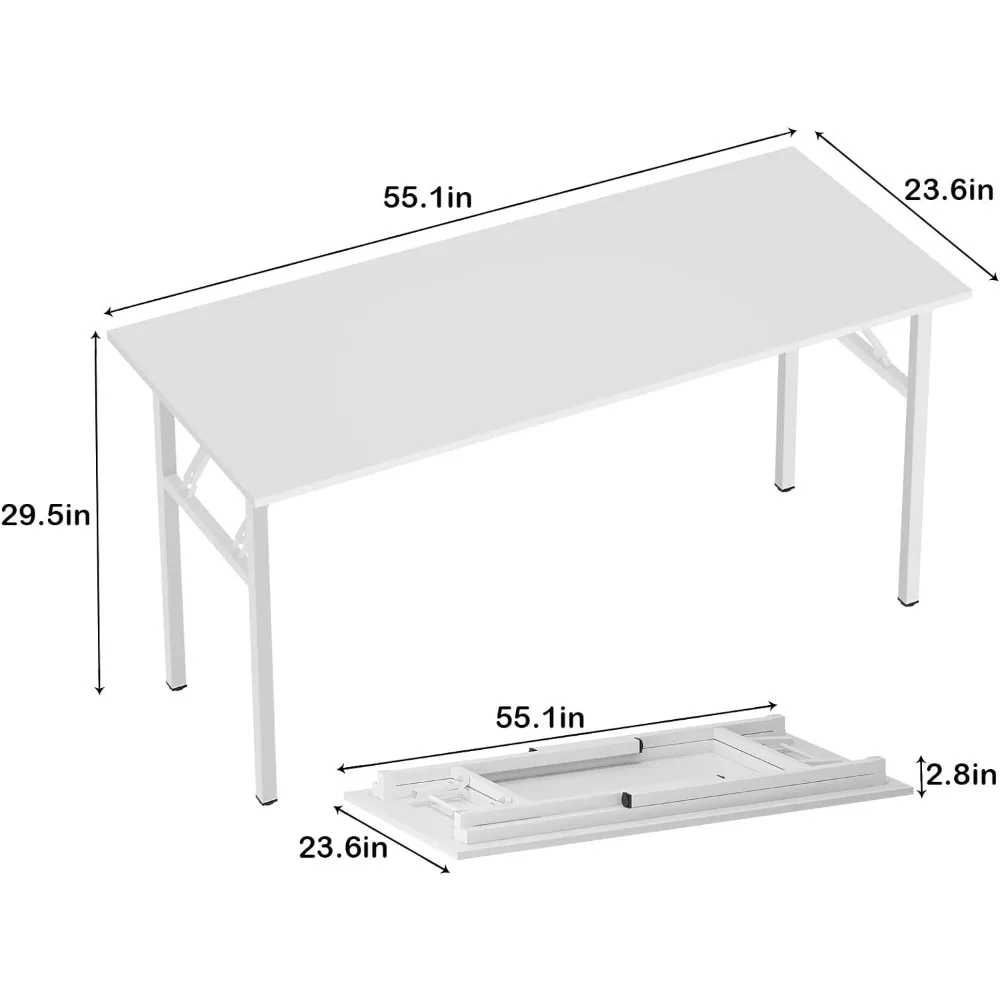 Mesa dobrável do computador com certificação BIFMA, mesa de escritório, estação de trabalho, branco, AC5DW-140, 55"