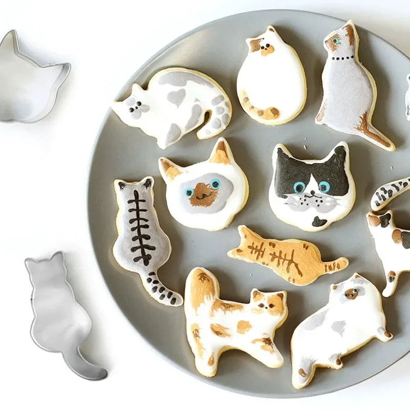 

9PCS Cat Cookie Cutter Set Stainless Steel Cute Kitten Fondant Cutter Cake Decoration Tools Chocolate Pastry Biscuit Baking Mold