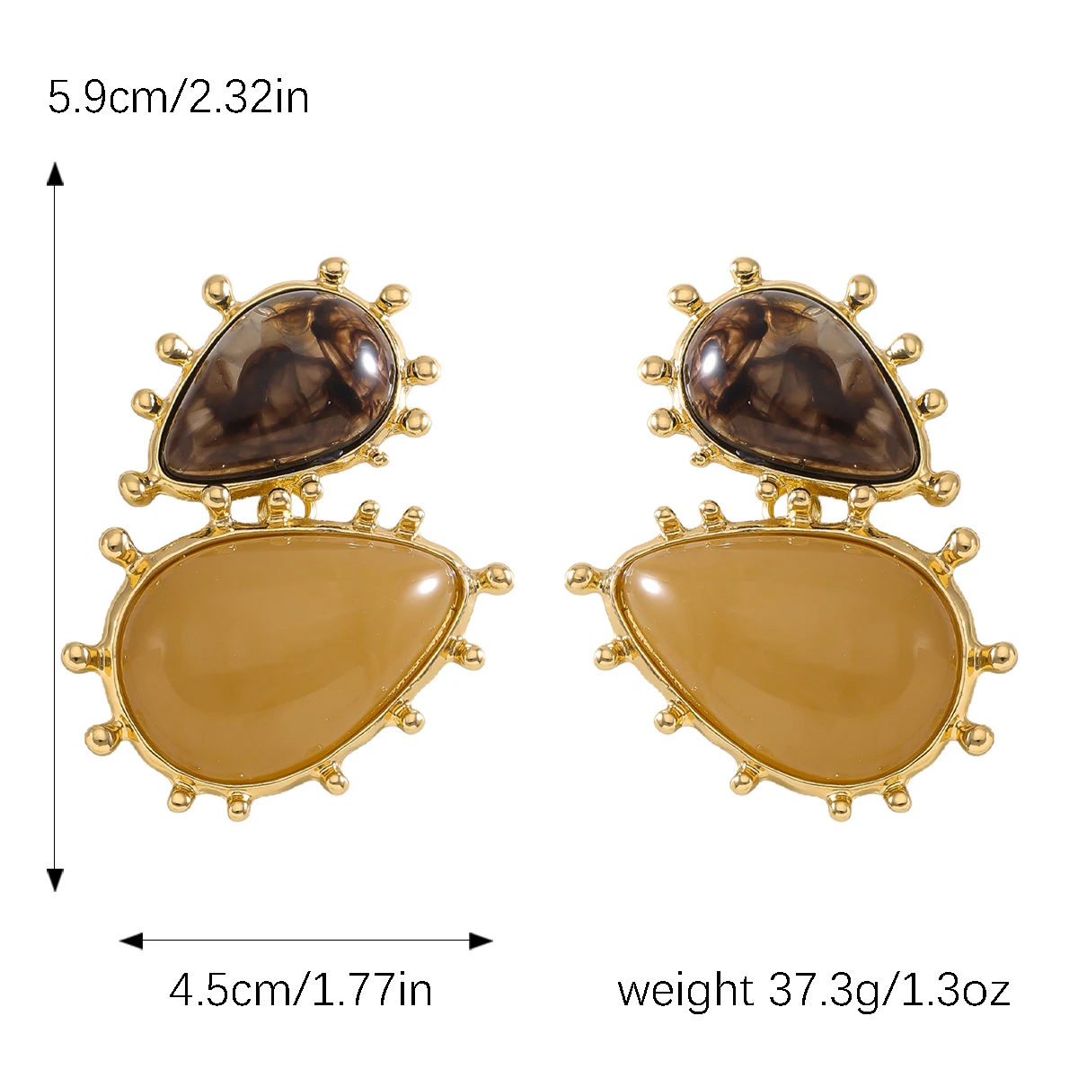 Zaa Baroque Vintage Resin Gemstone Dangle Earrings, Fashionable Geometric Pendant Earrings, Temperament Banquet Party Wear