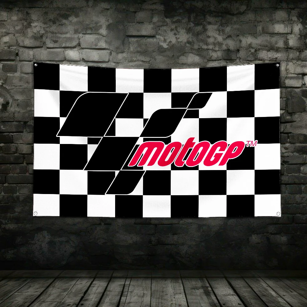 

3x5 Ft Moto Racing Flag Polyester Digital Printing Banner for Garage Wall Art Out Door Decoration With Brass Grommets