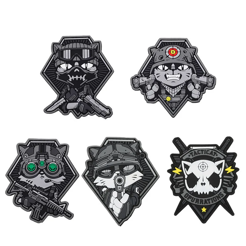 PATCHLAB Tactical Cat Special Forces Morale Badge PVC Emblem Military Hook and Loop Patches Armband Backpack Helmet Stickers