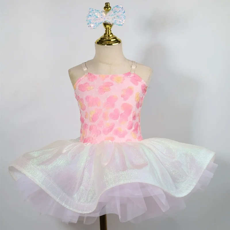 ชุดเดรสแขนพองโปร่งใสสำหรับเด็กผู้หญิง ชุดบัลเล่ต์ ชุดแสดงเต้นรำอนุบาล ชุดเจ้าหญิง เสื้อผ้าเด็ก
