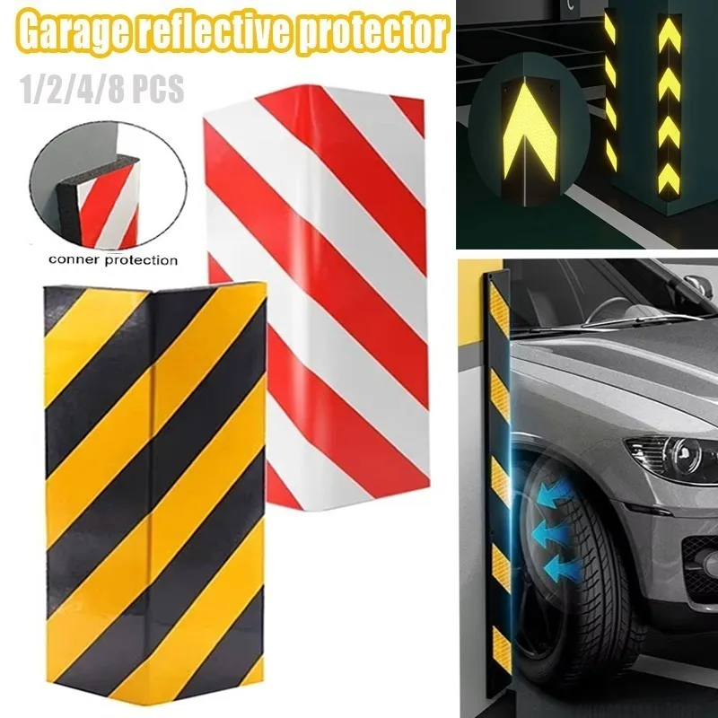 

1/2/4/8pcs Garage Wall Reflective Protector Red and Yellow Foam Anti-collision Edge Corner Bumper Anti-scratch Parking Protector