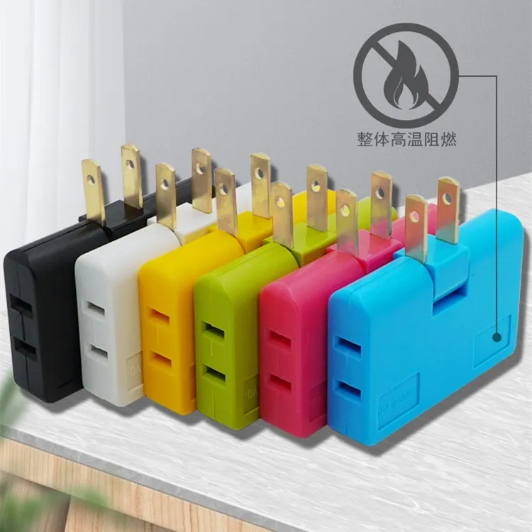 US TO EU Wall Outlet Extender 3 Way Flat Wall Outlet Extender AC Adapter 2-Prong Mini Indoor Plug Folding Outlet Splitter