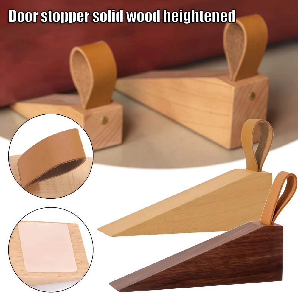 1/2PCS Solid Wood Door Stopper Non-Slip Stop Protect Leather Rope Wedge Anti-collision Creative Gate Decor