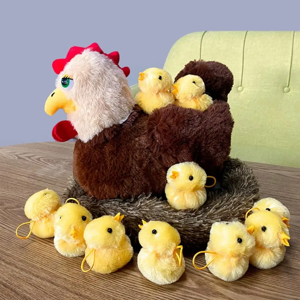 Kawaii Simulation Hen Plush Chicken Toy Funny Yellow Hen Shape Plush Toy Soft Cute Chick Family Plush Toys Kids