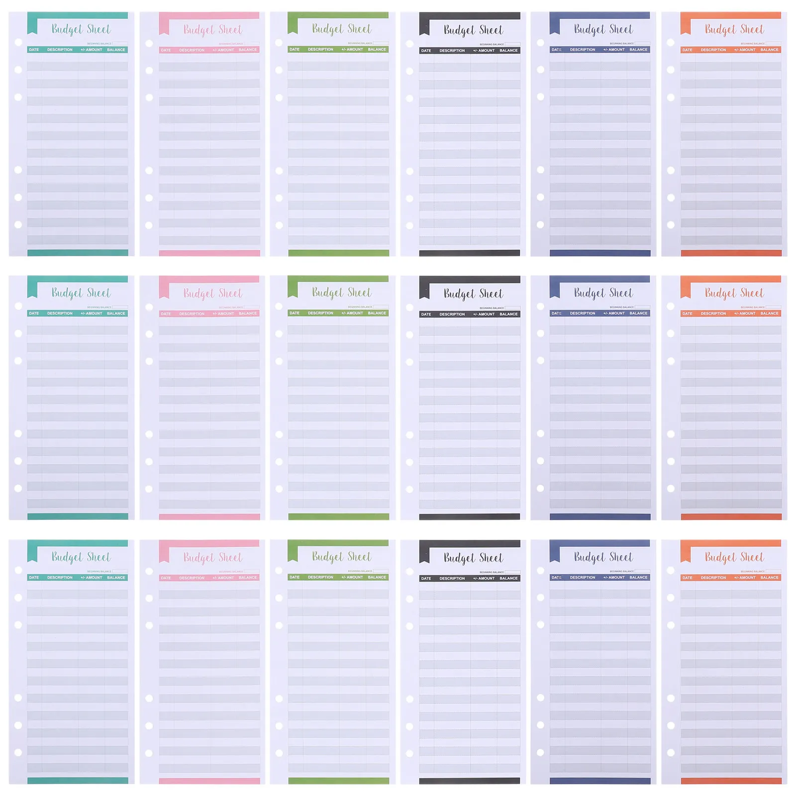 

40 шт. бюджетных листовок разных цветов для отслеживания расходов, для личного финансового планирования, для использования в кошельке