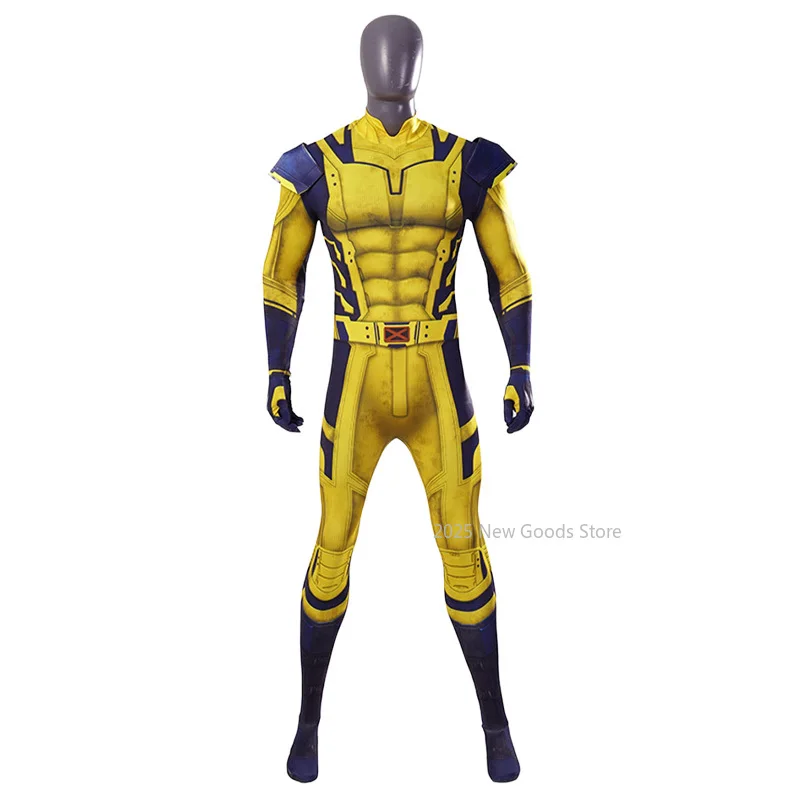 Movie Wolverine Cosplay Costume 3D Printing Zentai Jumpsuit Shoulder Armor Set Bodysuit Superhero Halloween Party man kids woman