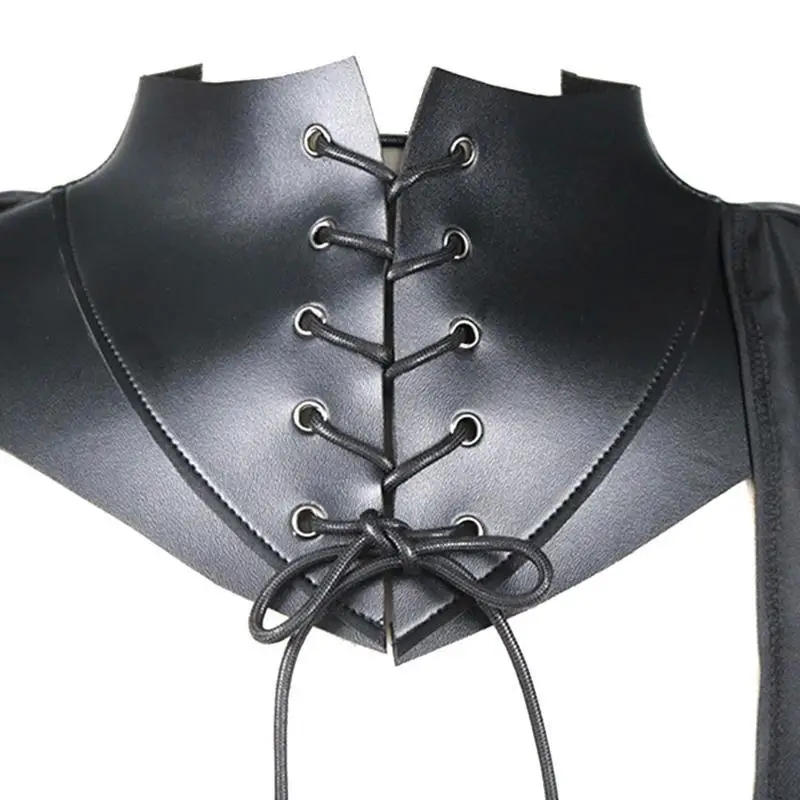 39BD Männer Steampunk Gothic Vintage Schwarz Mittelalterlichen Achselzucken Schal Halloween Kostüm Erwachsene Mantel Kostüm – Detail 4