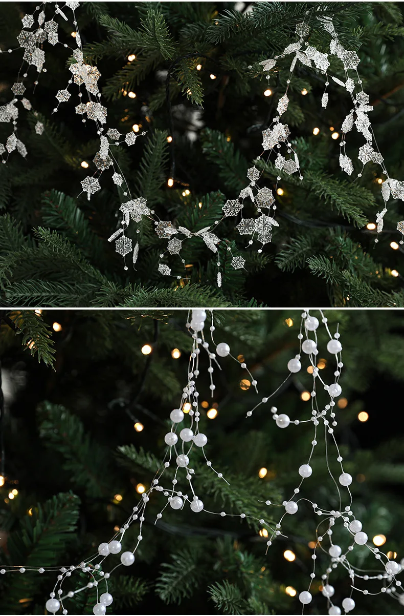 خط السمك حبة ثابتة عيد الميلاد الجليد الكريستال قلادة حبة سلسلة زهرة إكليل شجرة عيد الميلاد الديكور شنقا زخرفة